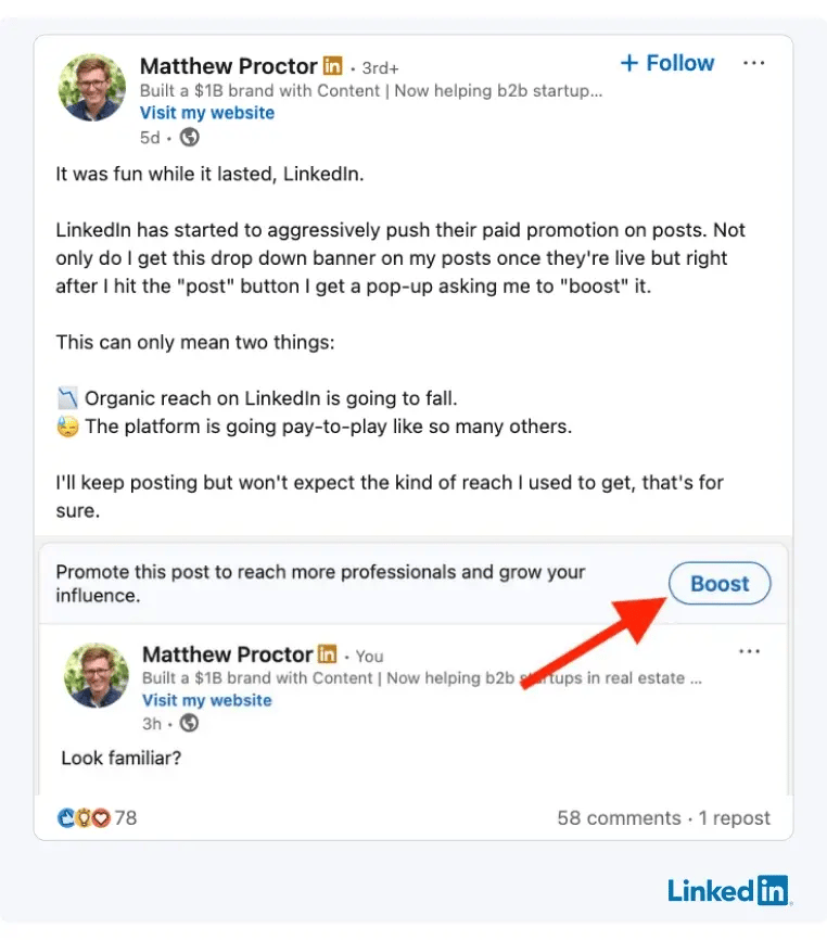 A B2B Content Strategist shared his thoughts on LinkedIn promoted posts