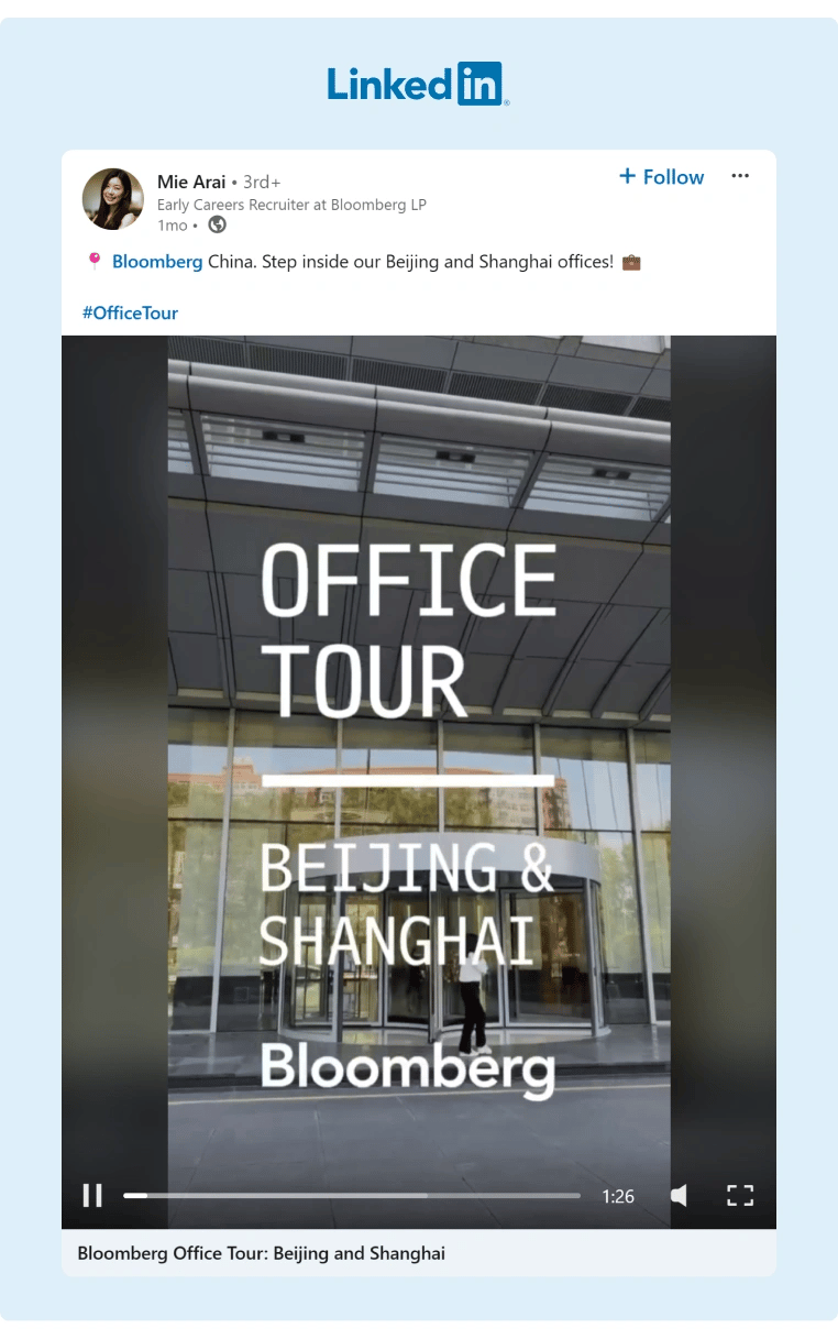 A Bloomberg employee in China posted a video tour of their offices