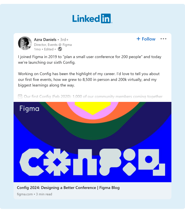 A Figma Director commented on her journey from joining the company to running their yearly conference named Config