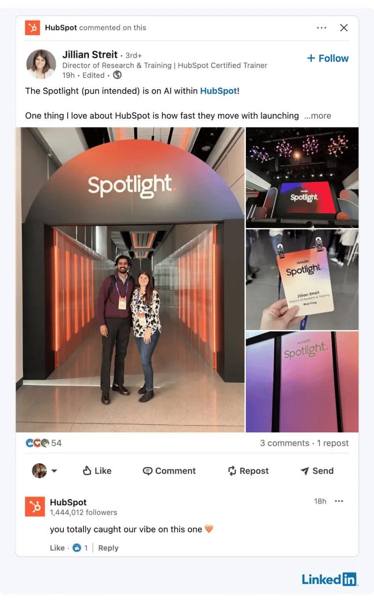 A HubSpot director shares photos from a company event