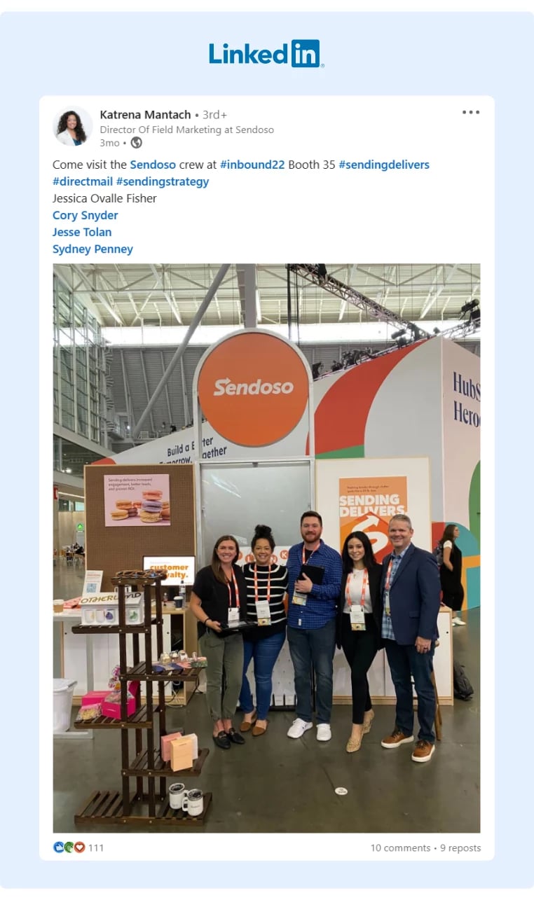 A Sendoso Director promoting the brands presence at the Dreamforce event