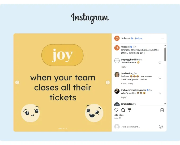 A fun and creative post from HubSpot related to their workplace environment and team values