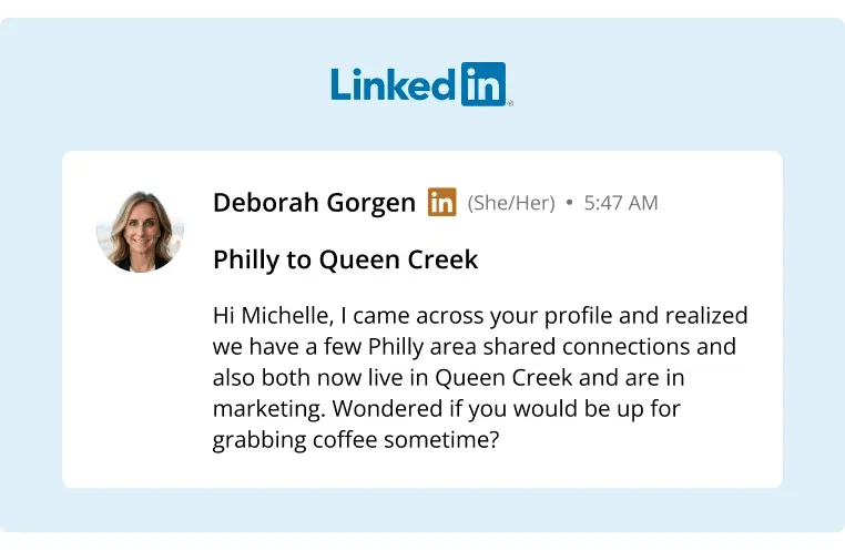 A good example of a LinkedIn Connection Request message