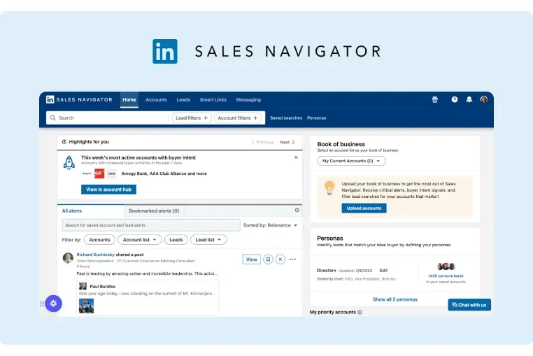 A screenshot of LinkedIn Sales Navigator search features