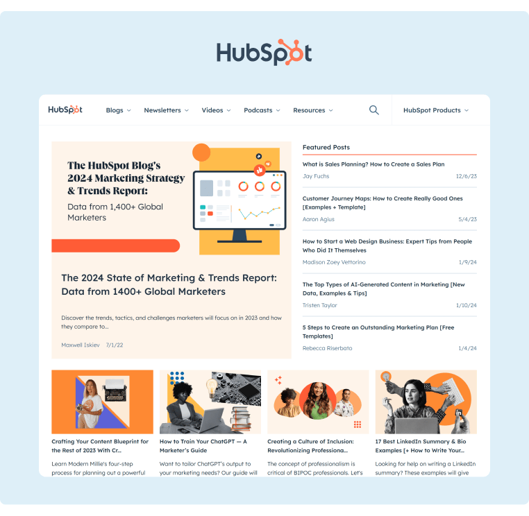 A screenshot of the HubSpot Marketing Blog