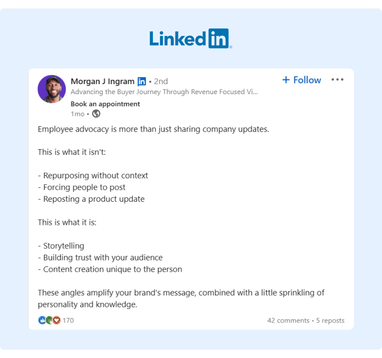 A short post in LinkedIn about what Employee Advocacy is