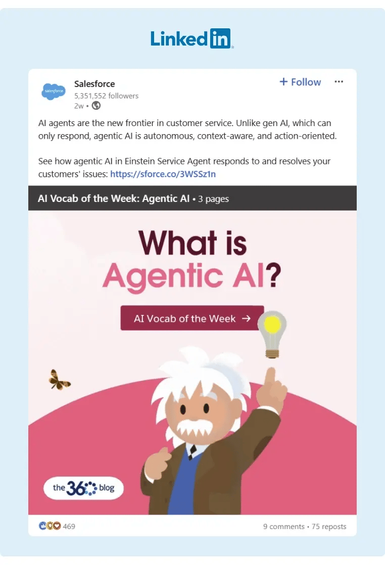 A slideshow post from Salesforce about Agentic AI