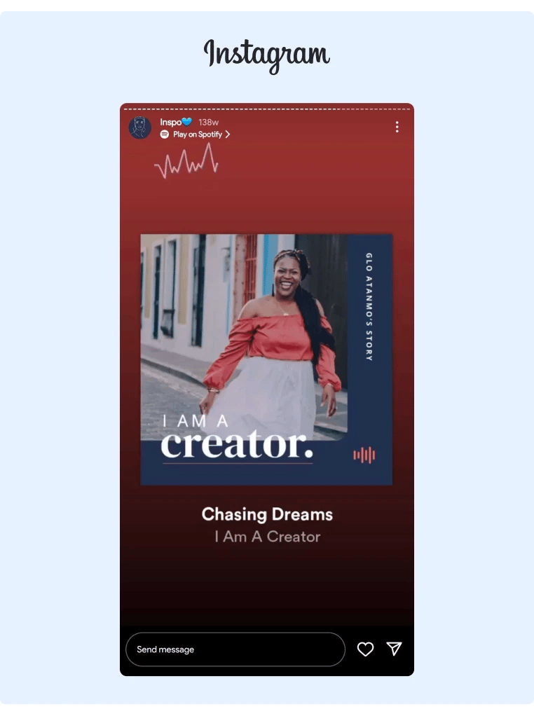 An Instagram story from ConvertKit featuring a podcast with one of their creators