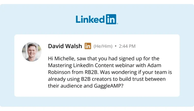 An example of a personalized and genuine LinkedIn message