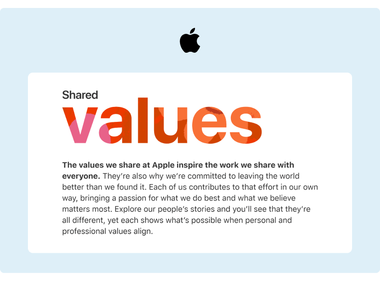 Apples Customer Service Shared Values as established on their careers website