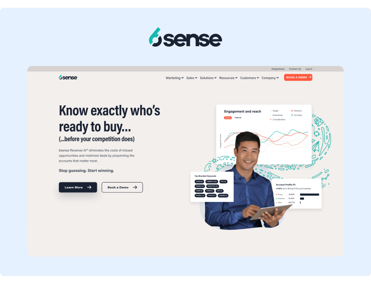 Best AI Tools for Marketing - 6Sense Landing Page
