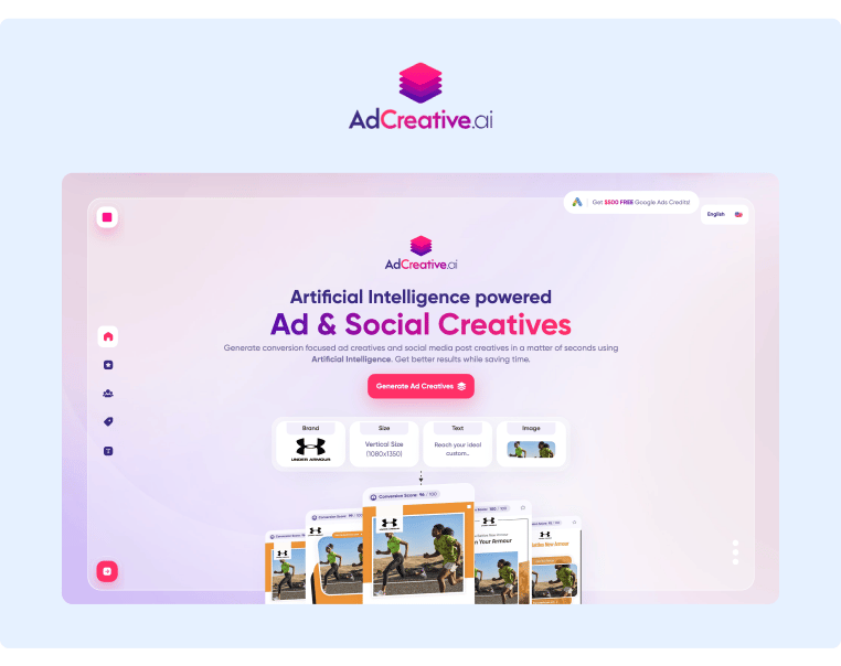 Best AI Tools for Marketing - AdCreativeAI Landing Page