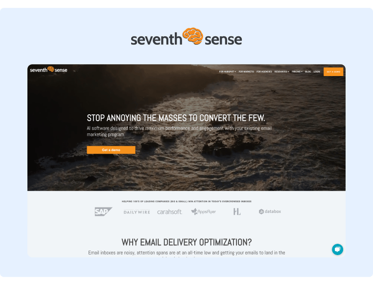 Best AI Tools for Marketing - SeventhSense Landing Page