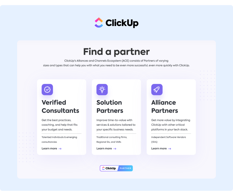 ClickUp Partnership Program Types