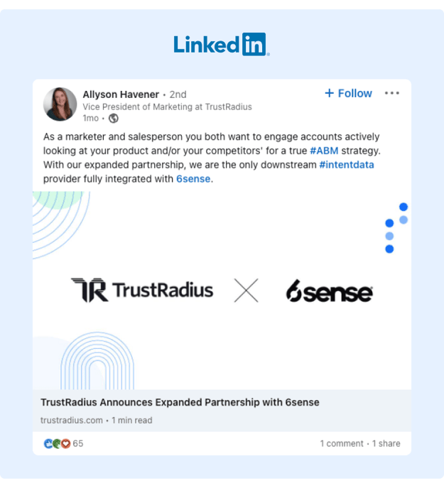 Content Strategy For Employee Advocacy Post Announcing a Partnership on LinkedIn