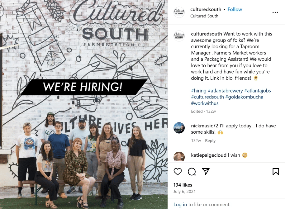 Cultured South Instagram Post