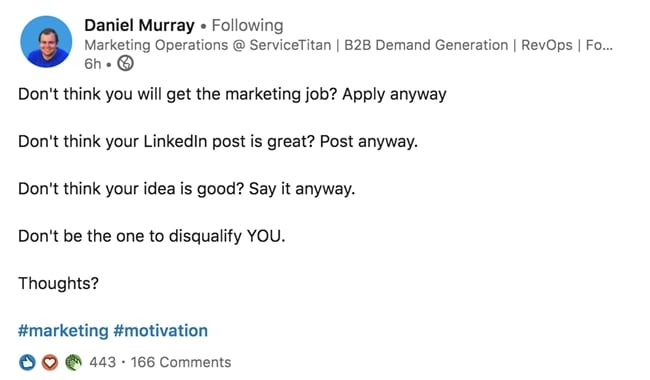 Daniel Murray LinkedIn Post Dont Disqualify You