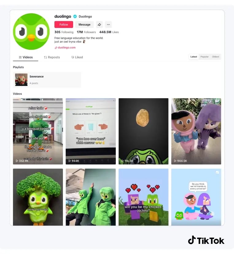Duolingo videos on TikTok are full of funny and meme content