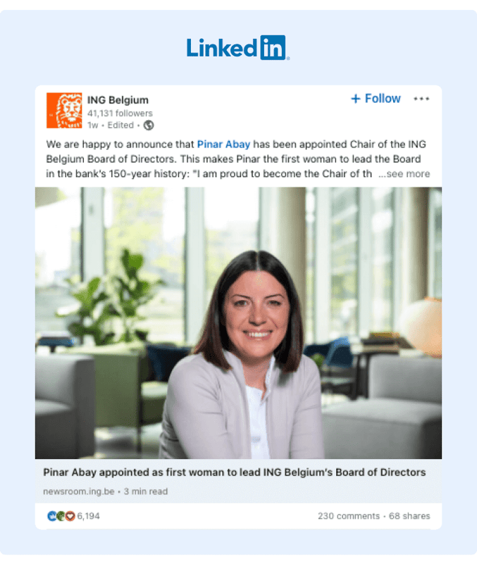 Employee Engagement Trends - Example from ING Belgium LinkedIn Post