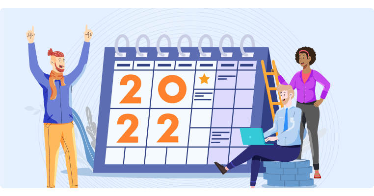 Employee Engagement Trends Hero Image with 2022 Calendar Image
