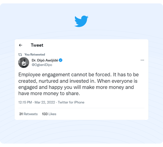 Employee Engagement cant be forced Tweet