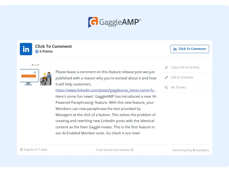 Example of a GaggleAMP Activity with detailed instructions on what to comment