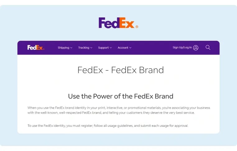 FedEx Power of the Brand statement in their About Us page