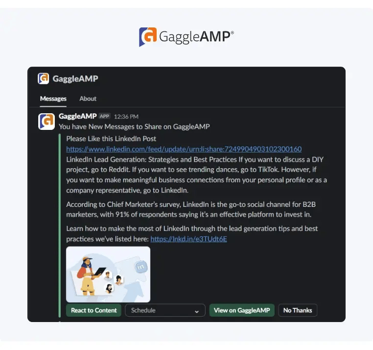 GaggleAMP Notification Integration with Slack