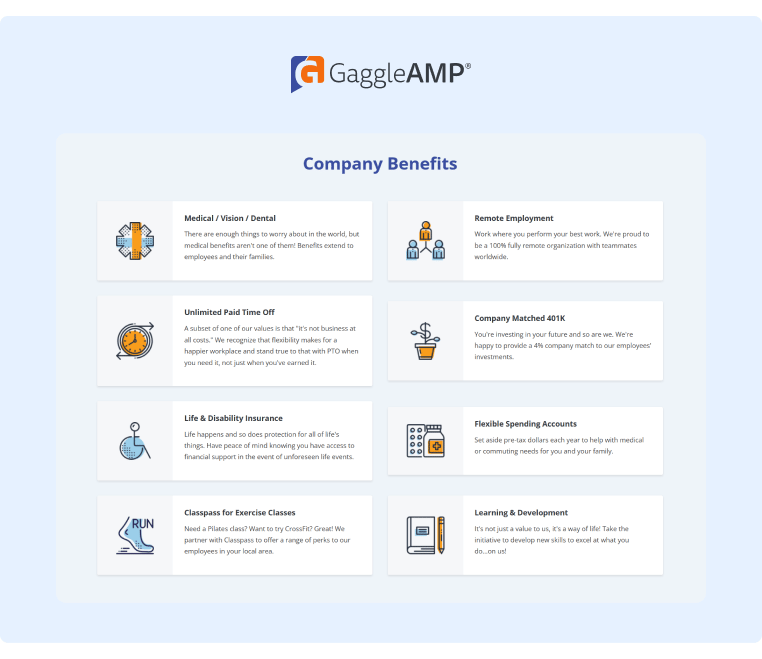 GaggleAmp Company Benefits