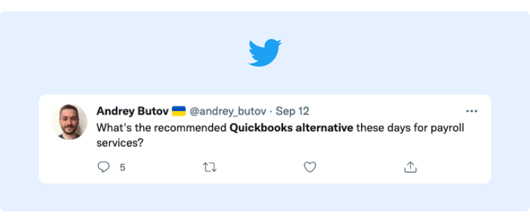 Generate Leads on Social Media  - Post of an user asking for a recommended Quickbooks alternative
