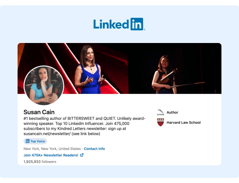 Great Personal Brand Statements - Susan Cain Profile