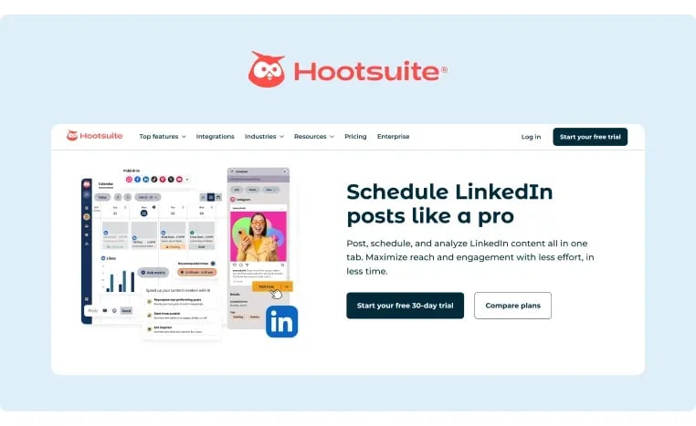 Hootsuite LinkedIn Integration Landing Page