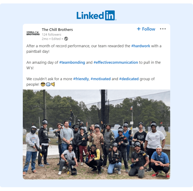 How to Increase Employee Engagement - LinkedIn Post of a company-wide baseball game