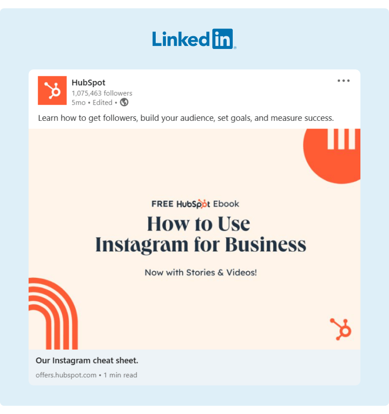HubSpot post of their free eBook on How to Use Instagram for Business