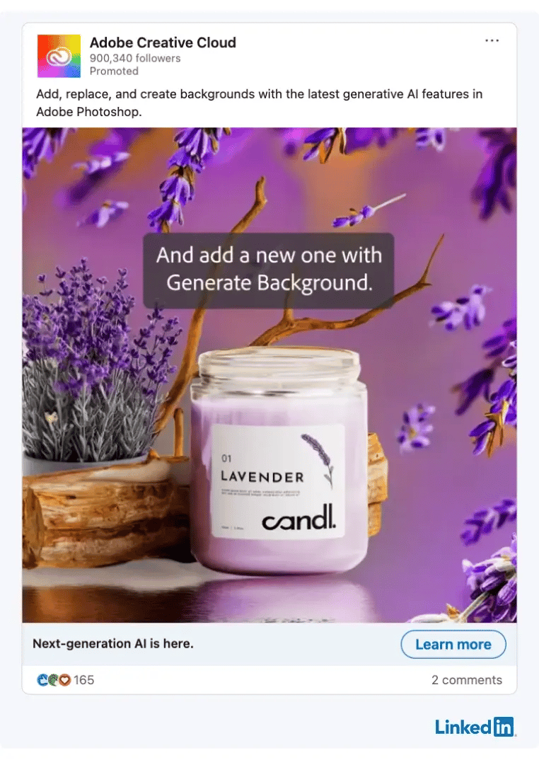 LinkedIn Promoted post from Adobe Creative Cloud