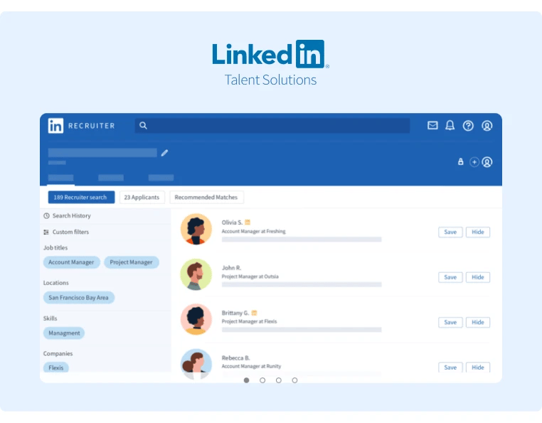 LinkedIn Recruiter example of candidate search results