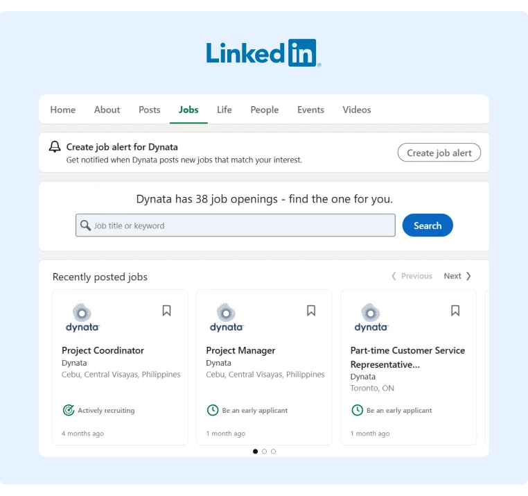 LinkedIn allows you to create job alerts for new job posts from any company that you are interested in