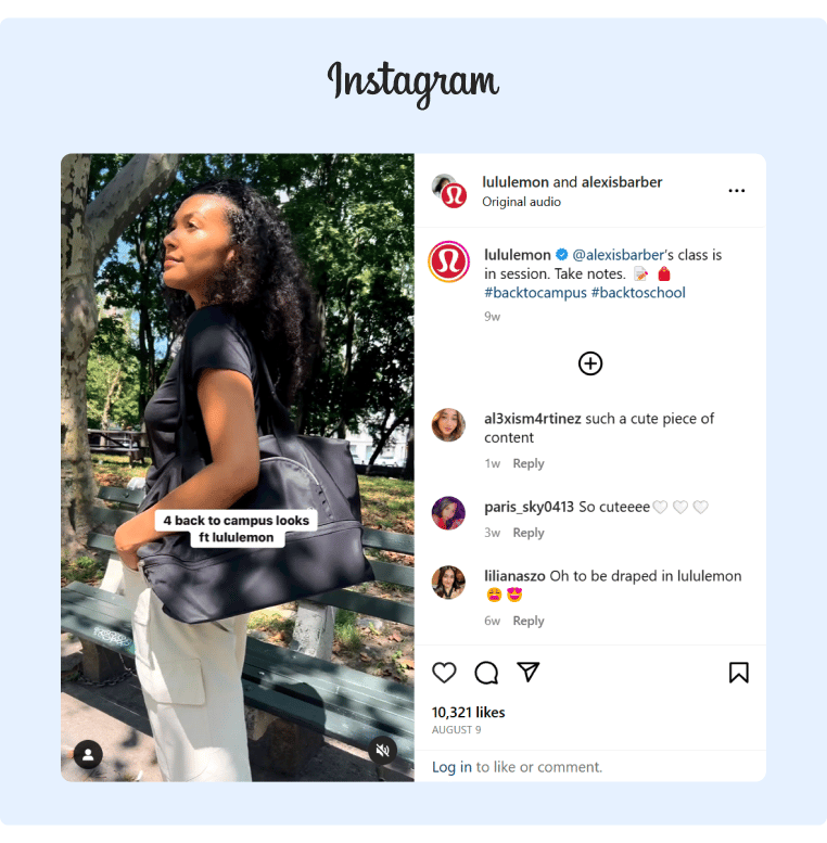 Lululemon posted an Instagram reel of some outfit examples with the help of influencer Alexis Barber