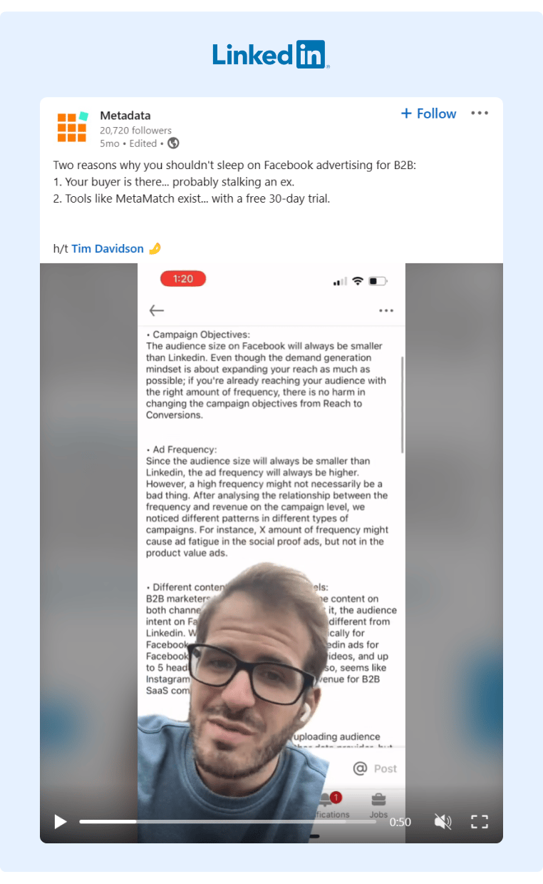 Metadata collaboration with B2B advertising influencer Tim Davidson on why Facebook advertising for B2B brands is a good opportunity