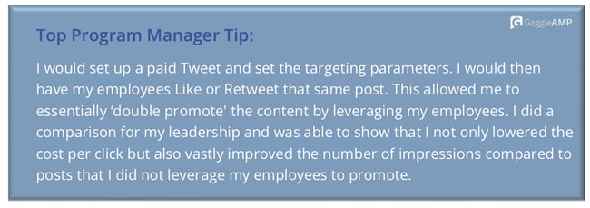 Program Manager Tip Double Promote a Paid ad through employee advocacy