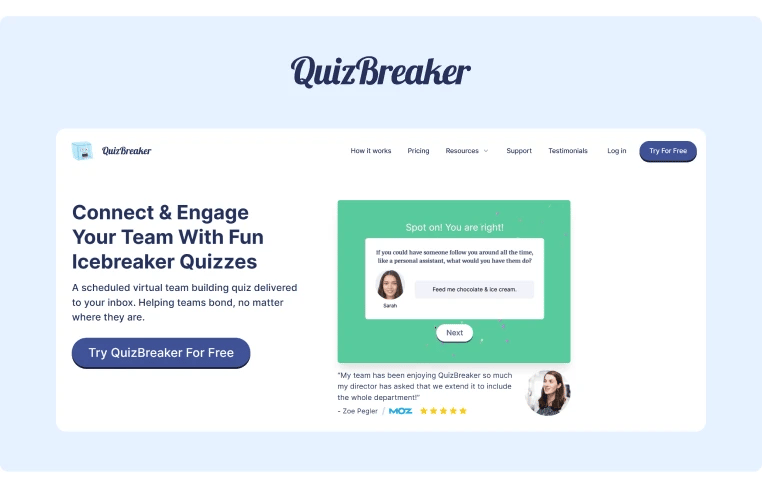 QuizBreaker Landing Page