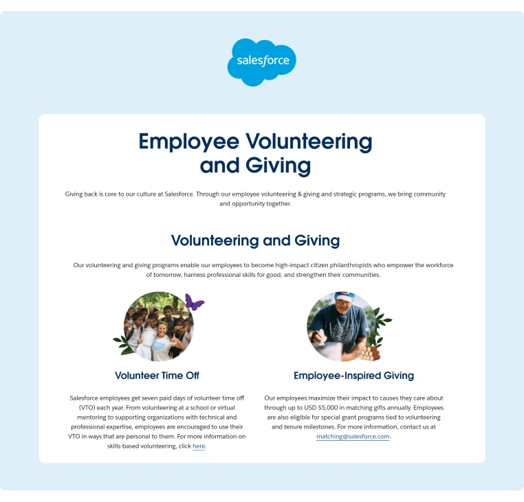 Salesforce Employee Volunteering Program