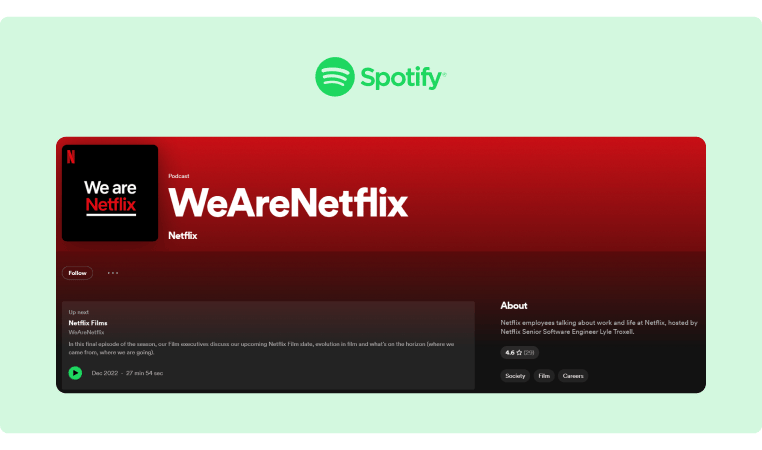 Screenshot of the Netflix podcast created and conducted by their employees