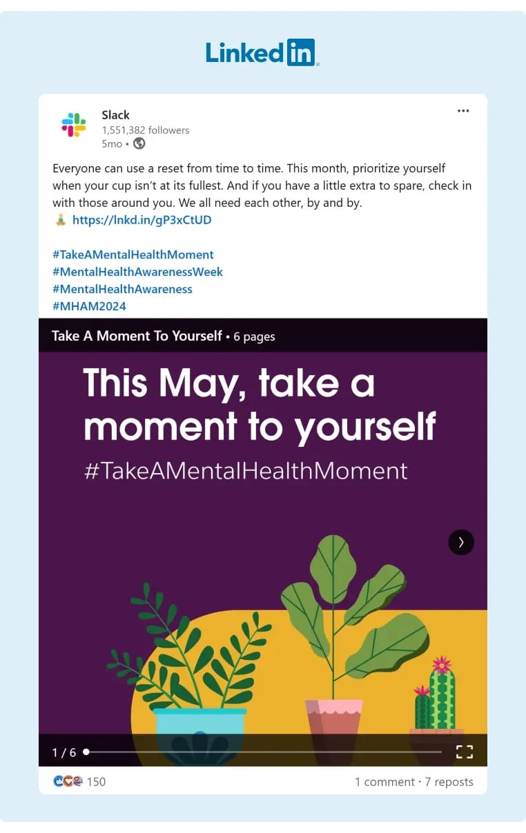 Slack encourages people to give priority to their mental health