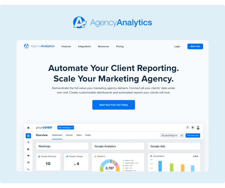 Social Media Management Platform - Agency Analytics Landing Page
