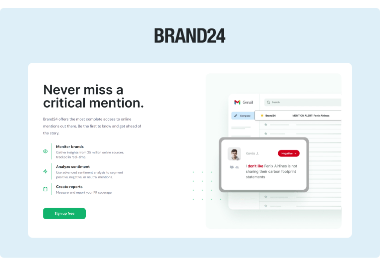 Social Media Management Platform - Brand24 Landing Page