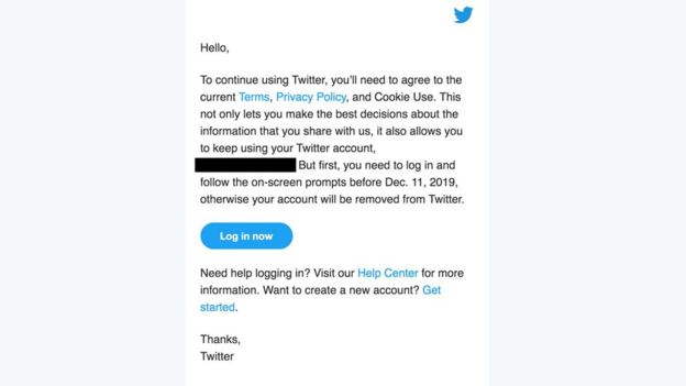 Twitter Warning Email