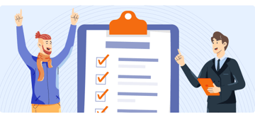 employee engagement checklist with image of two people and checklist