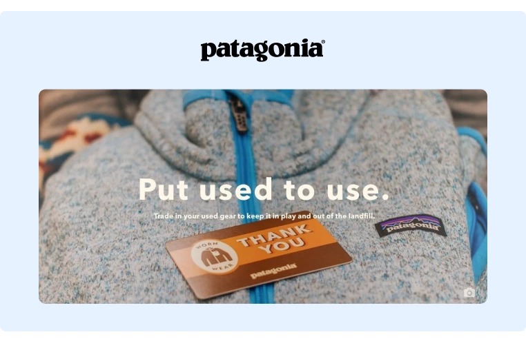 An ad from Patagonia promoting trading used items