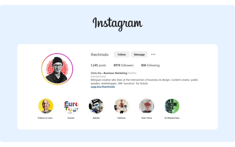 B2B Influencer Chris Do has a huge follower fanbase on Instagram